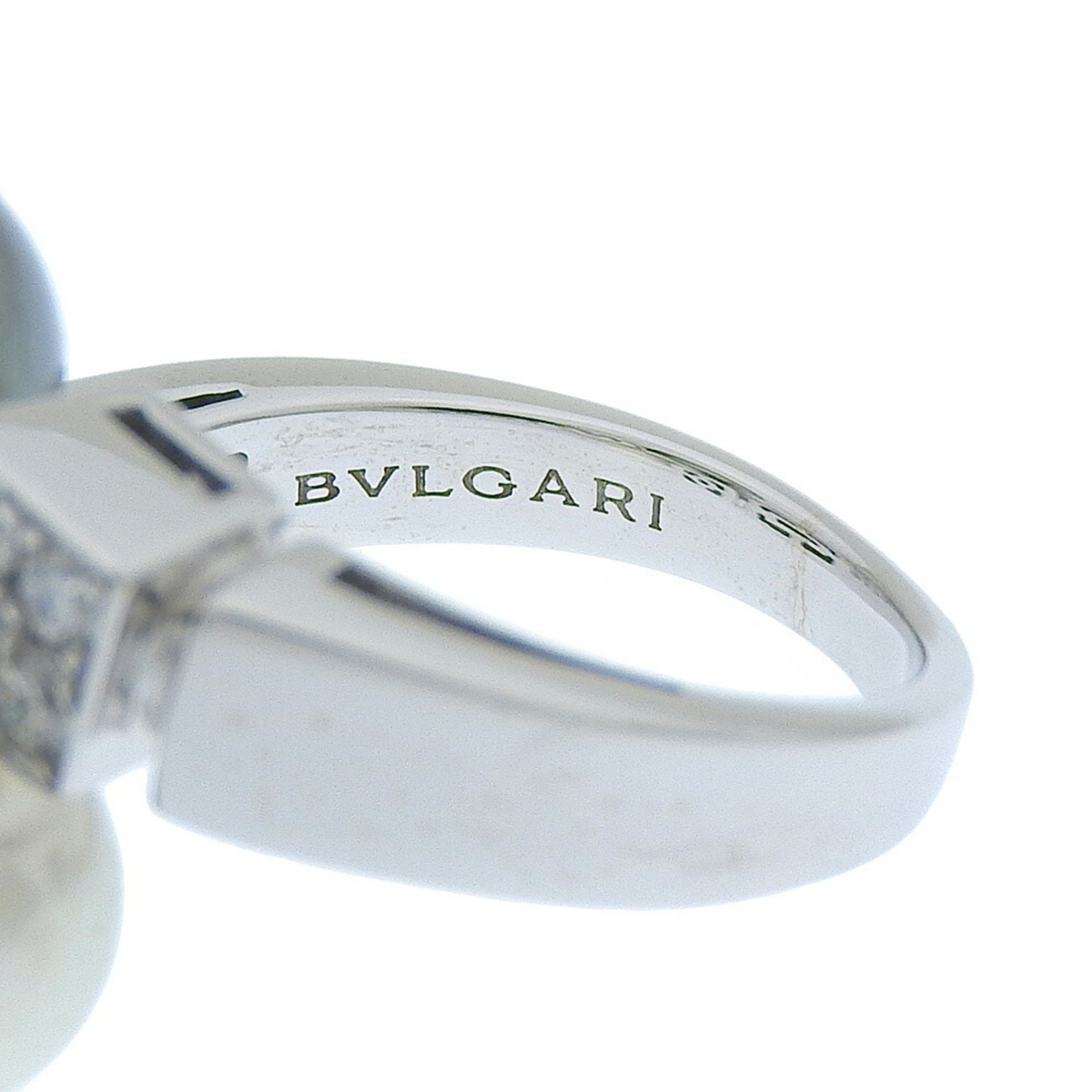 Bvlgari Lucia Ring Pearl K18 White Gold x Diamond No. 11 Women's