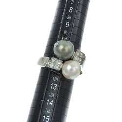 Bvlgari Lucia Ring Pearl K18 White Gold x Diamond No. 11 Women's