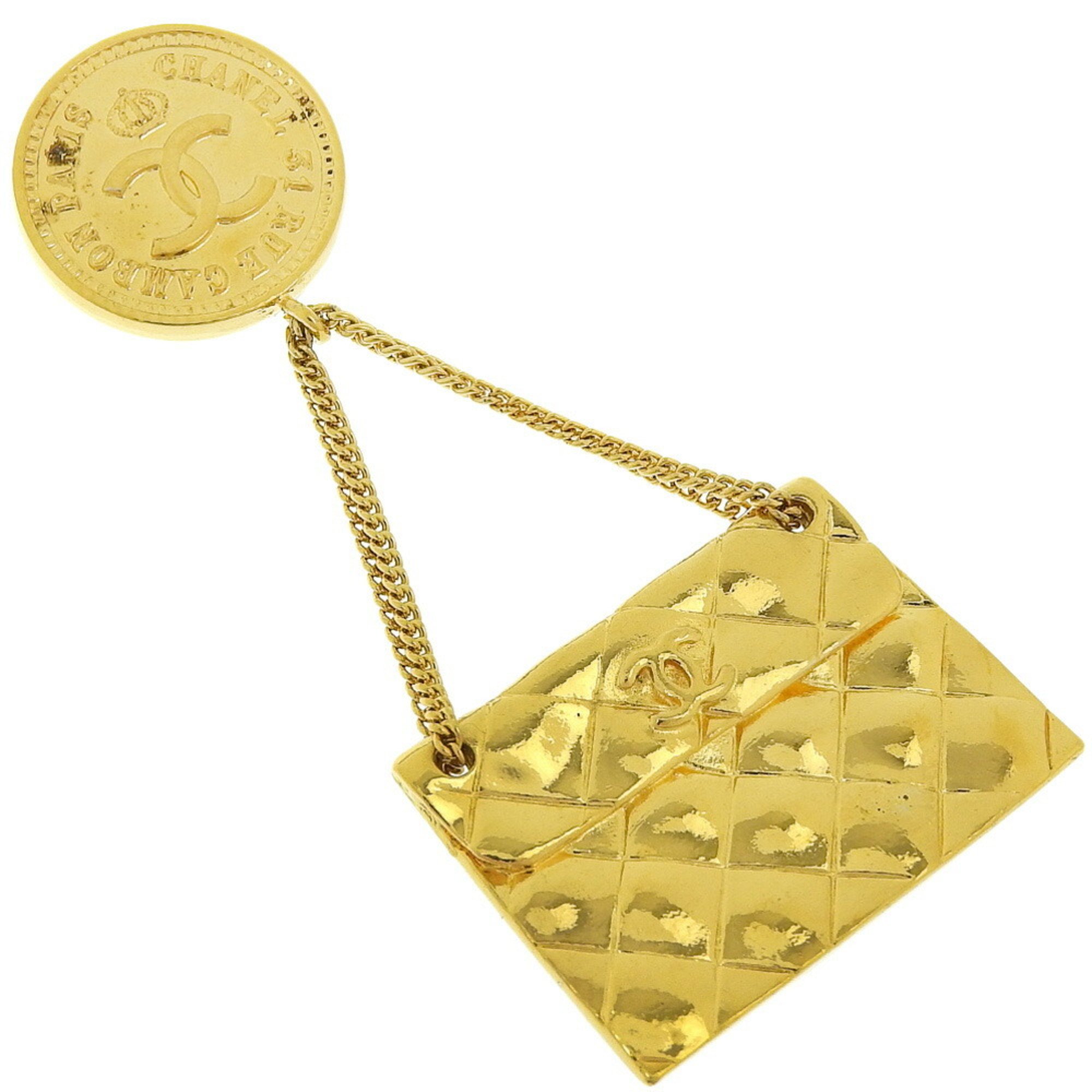 Chanel bag motif brooch here mark matelasse gold plated ladies