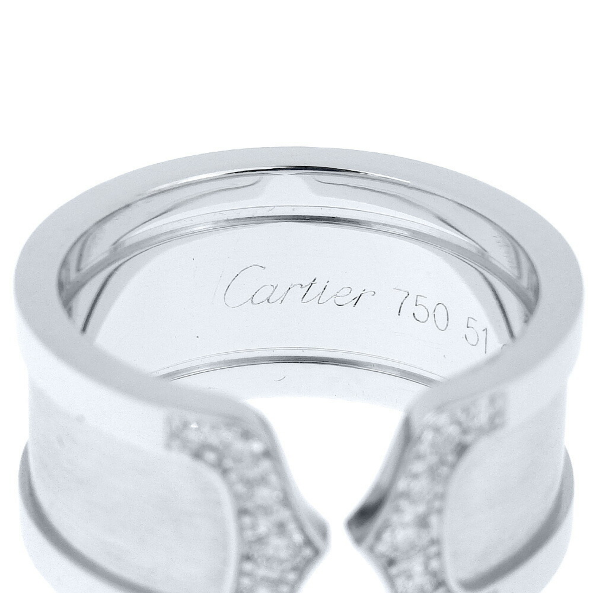 Cartier C2 Ring K18 White Gold x Diamond Size 11.5 Women's