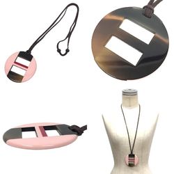 Hermes Buffalo Horn Lacquer Ops Pendant Necklace Pink