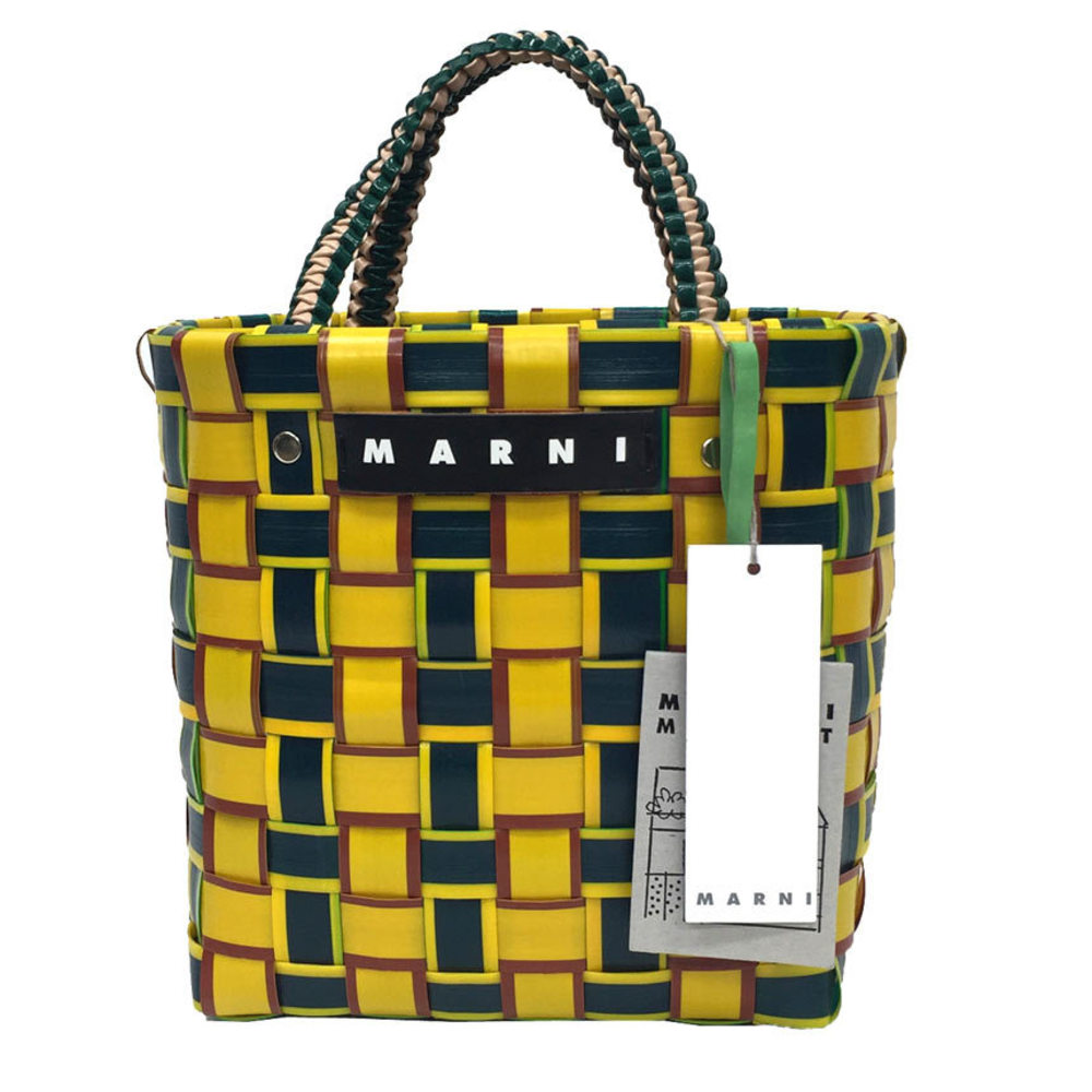 MARNI Tape Basket FLOWER CAFE Market Tote Straw Bag Summer