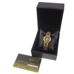 Versace Medusa Watch 7009018 Gold Plated Quartz Analog Display Ladies Dial