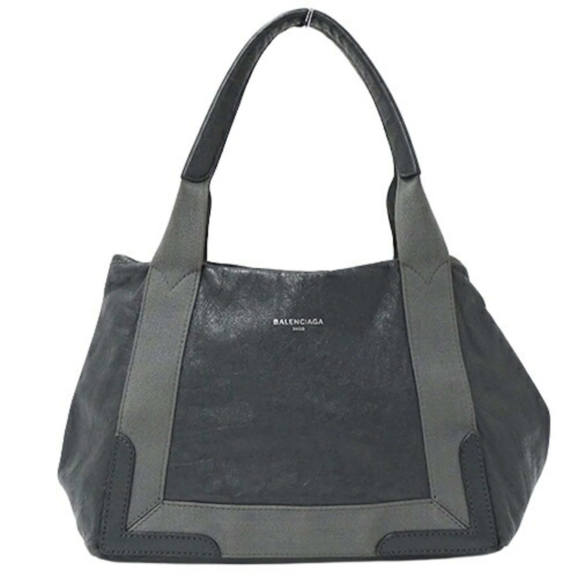 BALENCIAGA Bag Women's Tote Handbag Leather Navy Cabas S Gray