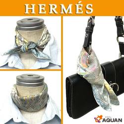 HERMES Hermes Carre 42 45 Scarf Muffler GLORIA SOLI Gloria Solo Enjoy today, seize the day CARPE DIEM White x light blue 100% silk scarf