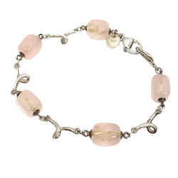 TIFFANY & Co. Tiffany Rose Quartz 9 Link Bracelet SV925 Silver