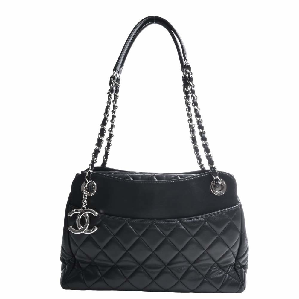3ca0446] Chanel Shoulder Bag Matelasse Single Chain Lambskin Black