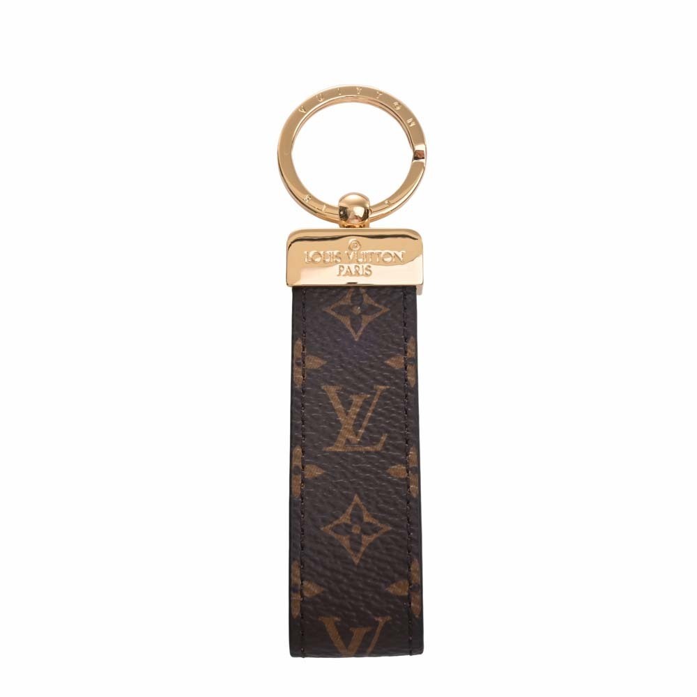 LOUIS VUITTON Monogram Dragonne Keychain Key Ring M65221 Brown Women's