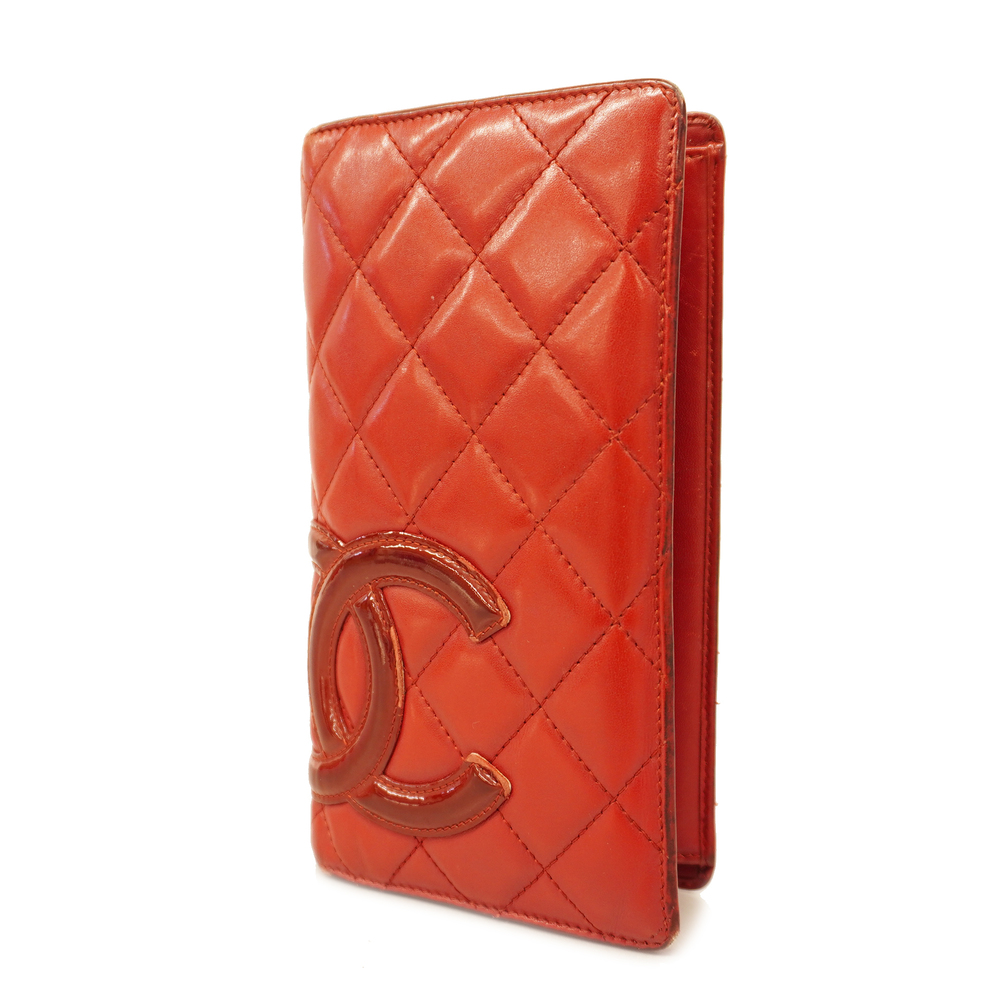 Authentic Chanel Black Lambskin Cambon Bifold Checkbook Wallet