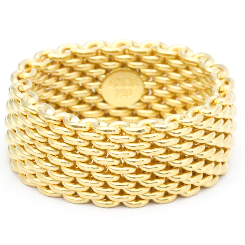 Tiffany Somerset Mesh Ring Yellow Gold [18K] Fashion No Stone Band Ring Gold  Size 5