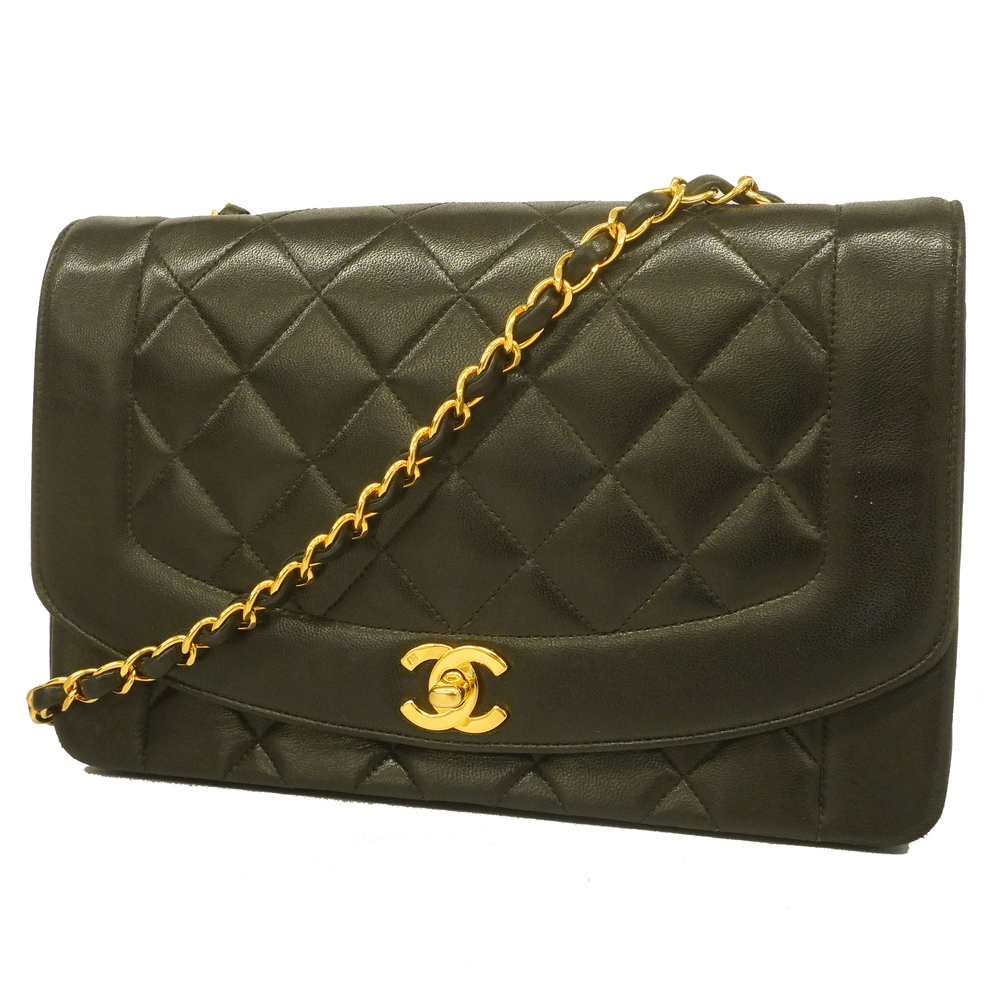 Auth Chanel Matelasse Diana Flap Single Chain Women's Leather