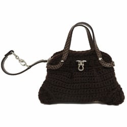 Salvatore Ferragamo Wool Handbag Brown Knit Ladies