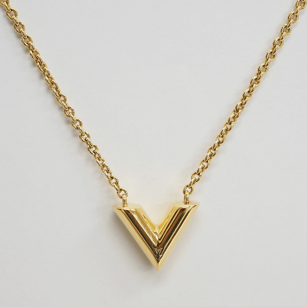 Louis Vuitton M61083 Necklace Essential V Necklace Gold Metal Women