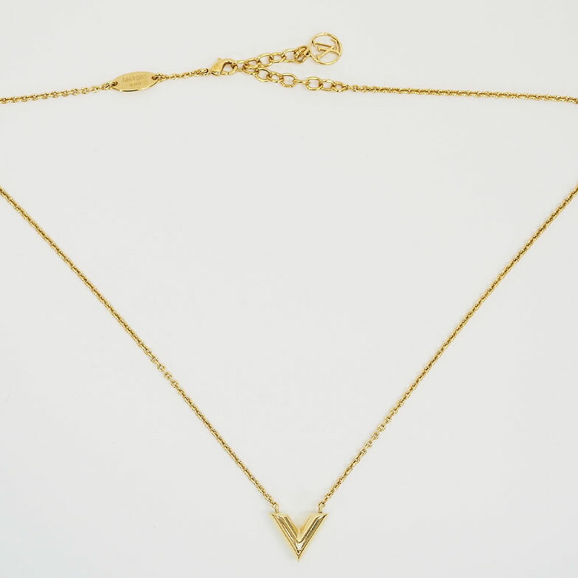 Louis Vuitton Necklace Essential V M61083 Gold Metal Women's Pendant LOUIS VUITTON