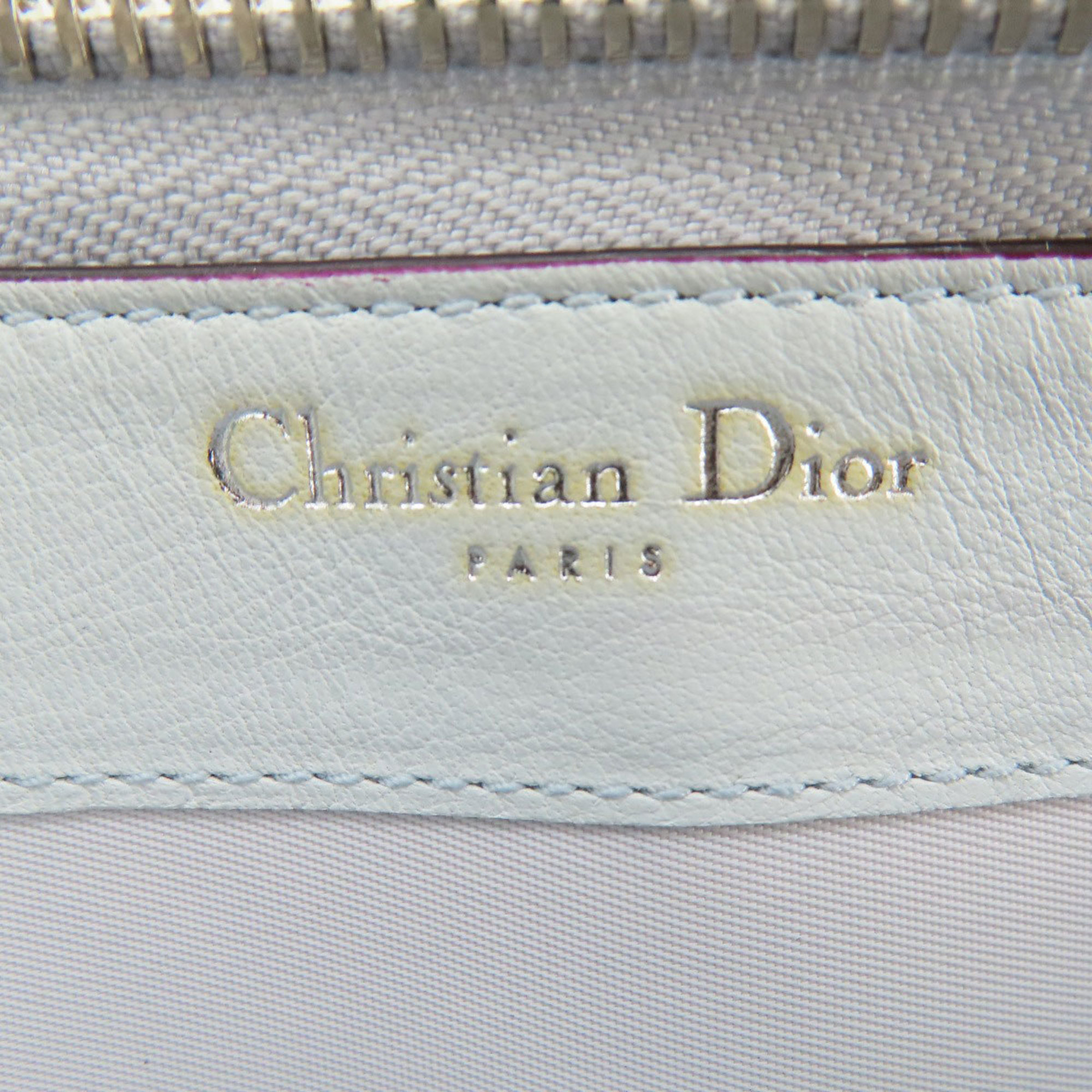Christian Dior Round Charm Long Wallet Leather Women's CHRISTIAN DIOR