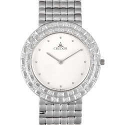 SEIKO Credor Round Diamond Bezel Solid Gold K18WG Ladies Watch Quartz White Dial 8N70-6000