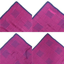 Christian Dior Scarf Muffler Check Pattern 100% Silk Women's Pink/Navy