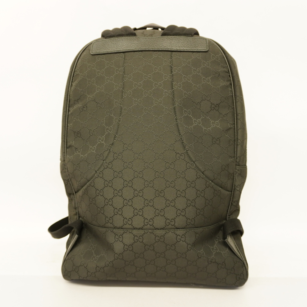 Auth GUCCI Backpack Hand Bag Black leather nylon rucksack high capacity