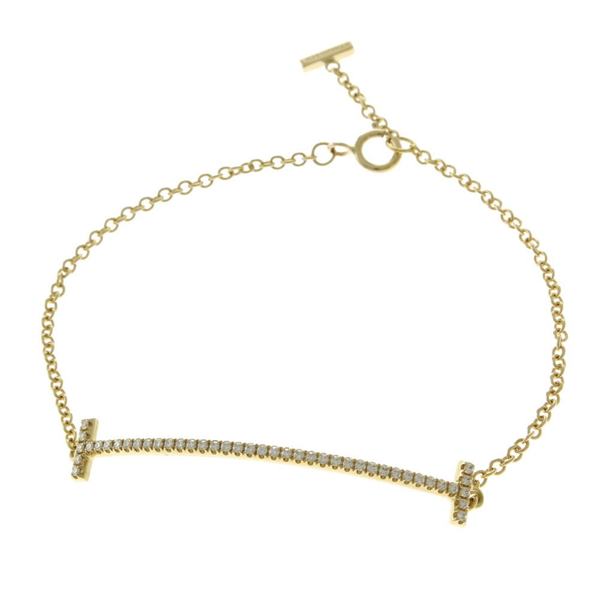 Tiffany T Smile Bracelet K18 Yellow Gold Diamond Women's TIFFANY&Co.