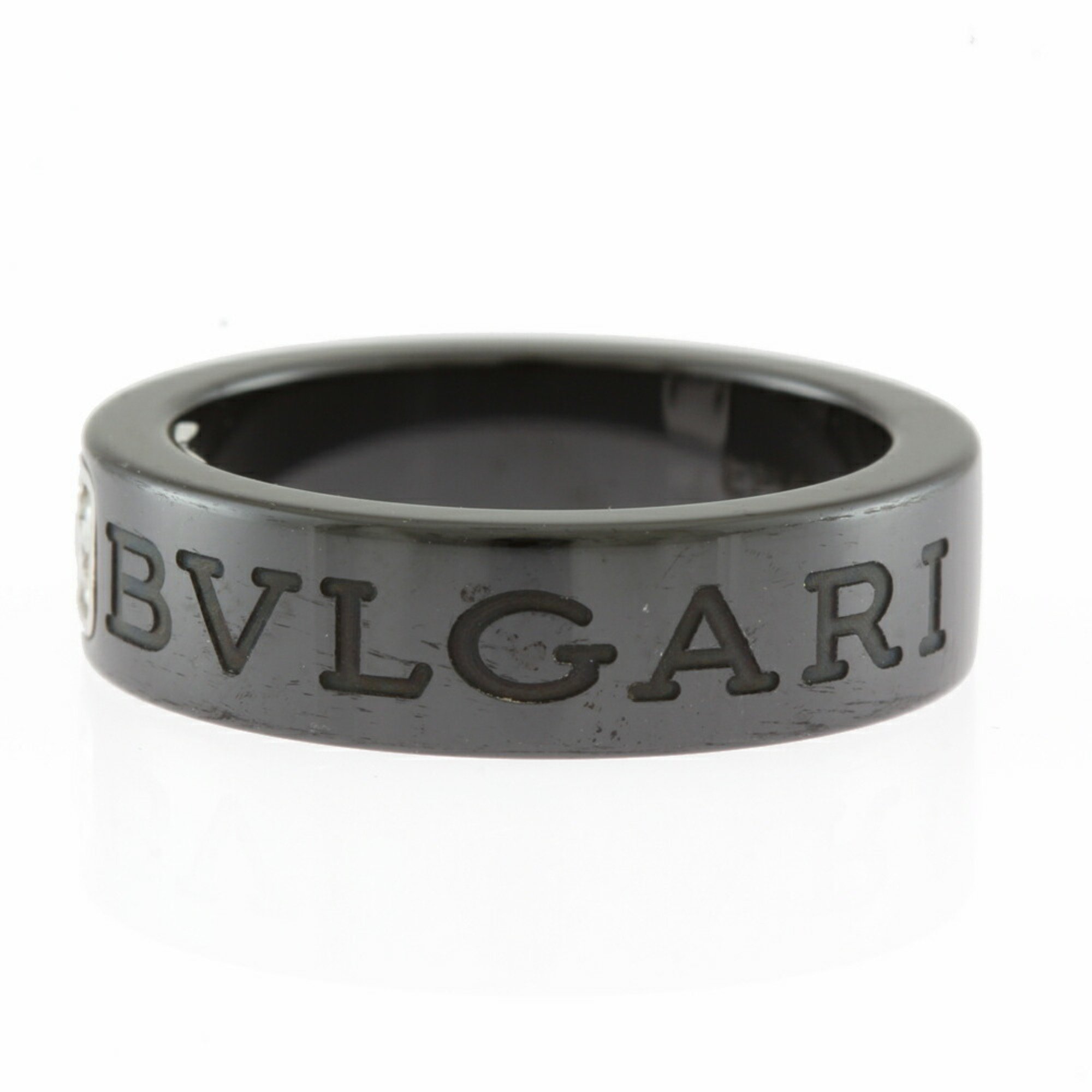 BVLGARI Ring Size 8.5 Ceramic Diamond Women's