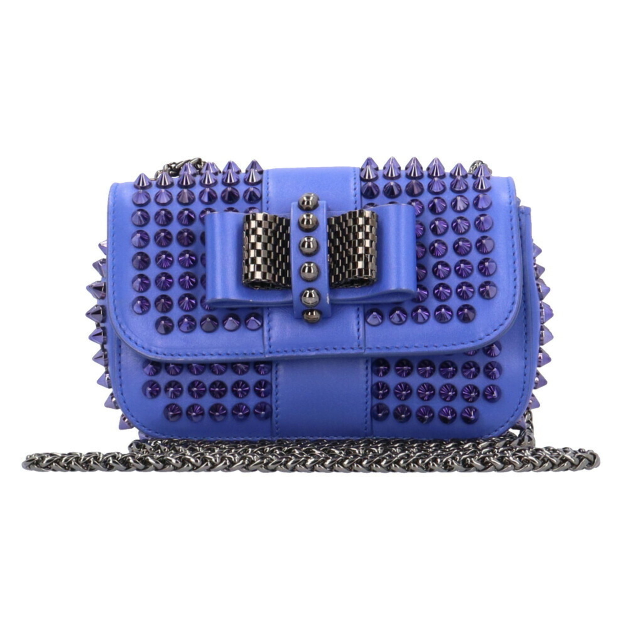 Christian Louboutin Sweet Charity Shoulder Bag Leather Blue Women's