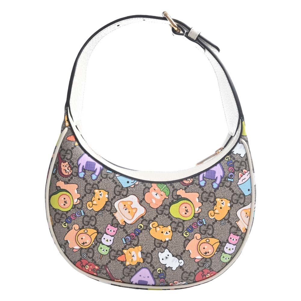 Leopard Printed Leather Round Bag Circular Bag Moon Shape 