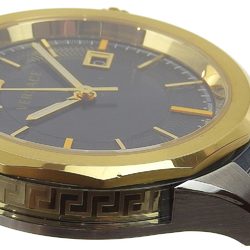 Versace VERA Watch WR5 Stainless Steel x Leather Gold Quartz Analog Display Men's Navy Dial