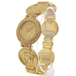 Versace Medusa Watch Coin 7008012 Gold Plated Quartz Analog Display Ladies Dial