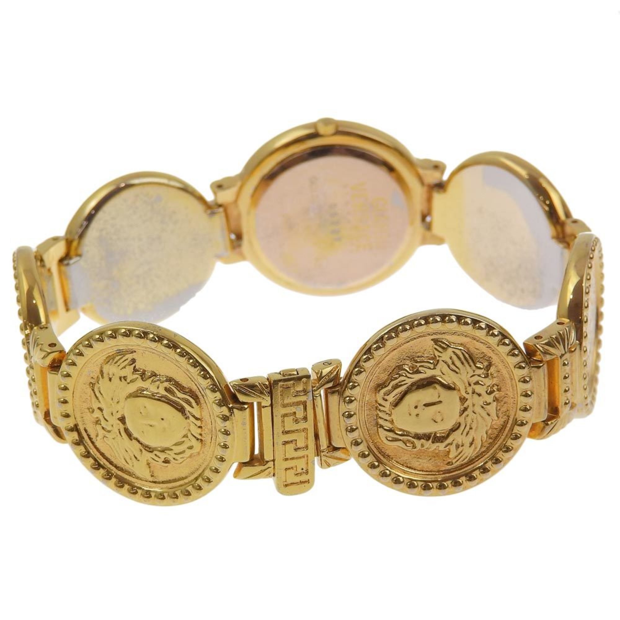 Versace Medusa Watch Coin 7008012 Gold Plated Quartz Analog Display Ladies Dial