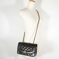 Chanel Chain Shoulder Bag Coco Mark Diana Matelasse Lambskin Black Ladies