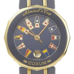 Corum Admiral's Cup Watch Date 39.610.30 V050 Gun Blue x YG Navy Quartz Analog Display Ladies Dial