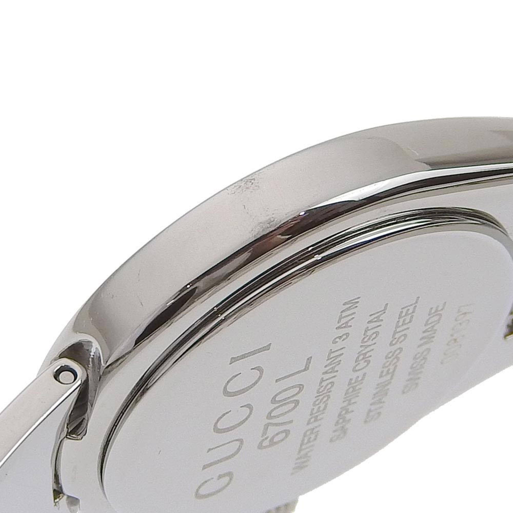 Gucci Watch 6700L Stainless Steel Silver Quartz Analog Display Ladies Black Dial