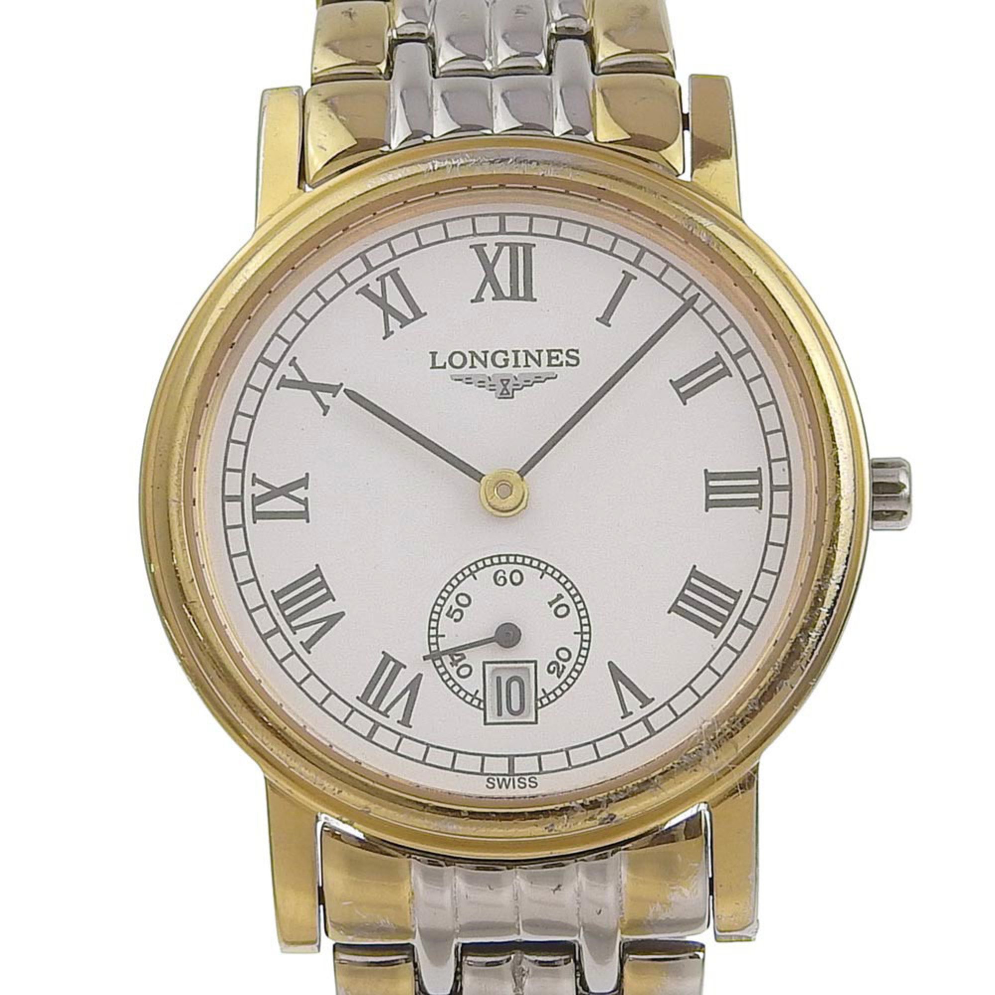 Longines Pleasance Watch L4.7202 Stainless Steel x Gold Plated Quartz Small Second Men's White Dial