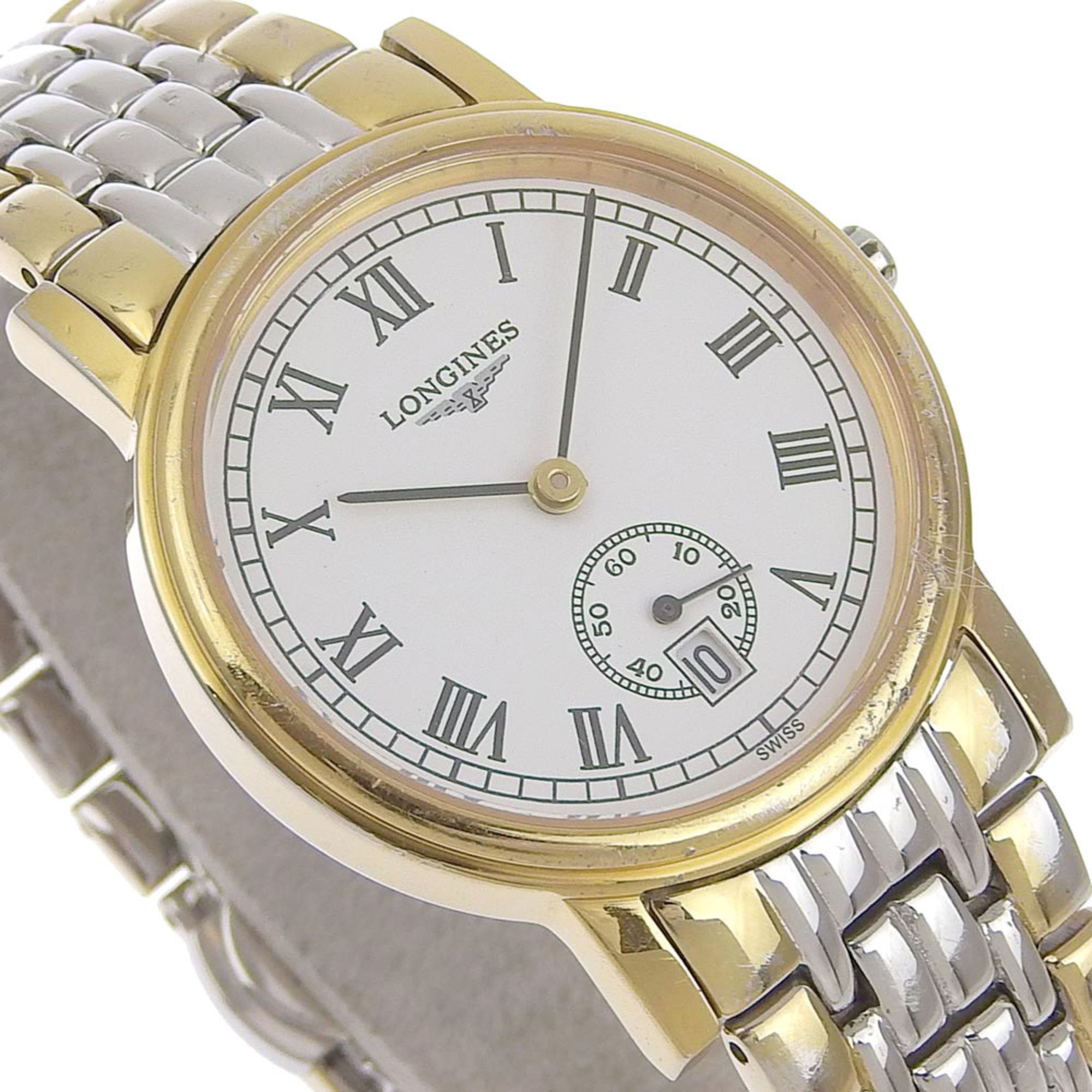 Longines Pleasance Watch L4.7202 Stainless Steel x Gold Plated Quartz Small Second Men's White Dial