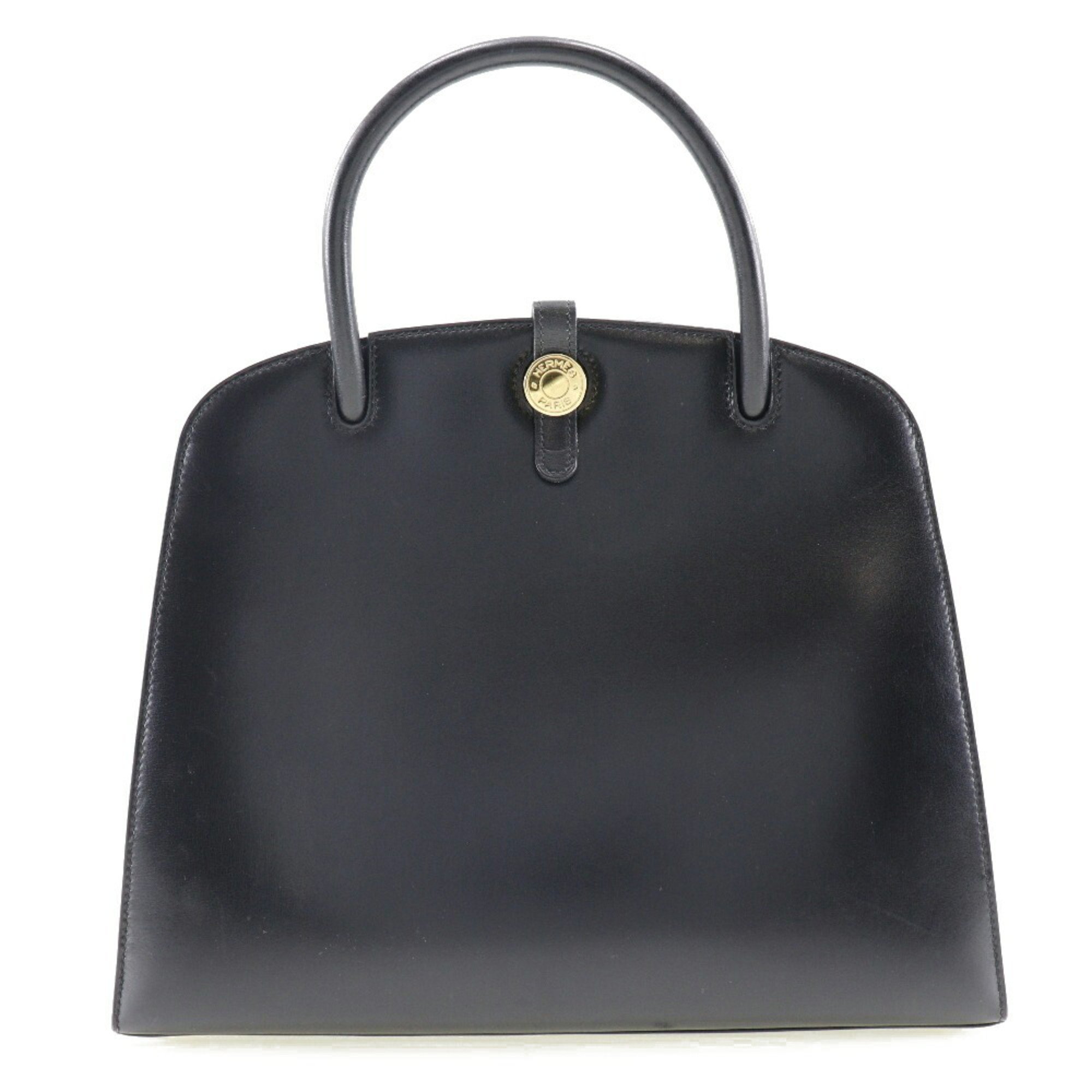 Hermes Dalvy MM Handbag Box Calf Black 〇Z Ladies