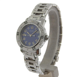 Hermes Clipper Watch Diver CL5.210 Stainless Steel Silver Quartz Analog Display Ladies Navy Dial