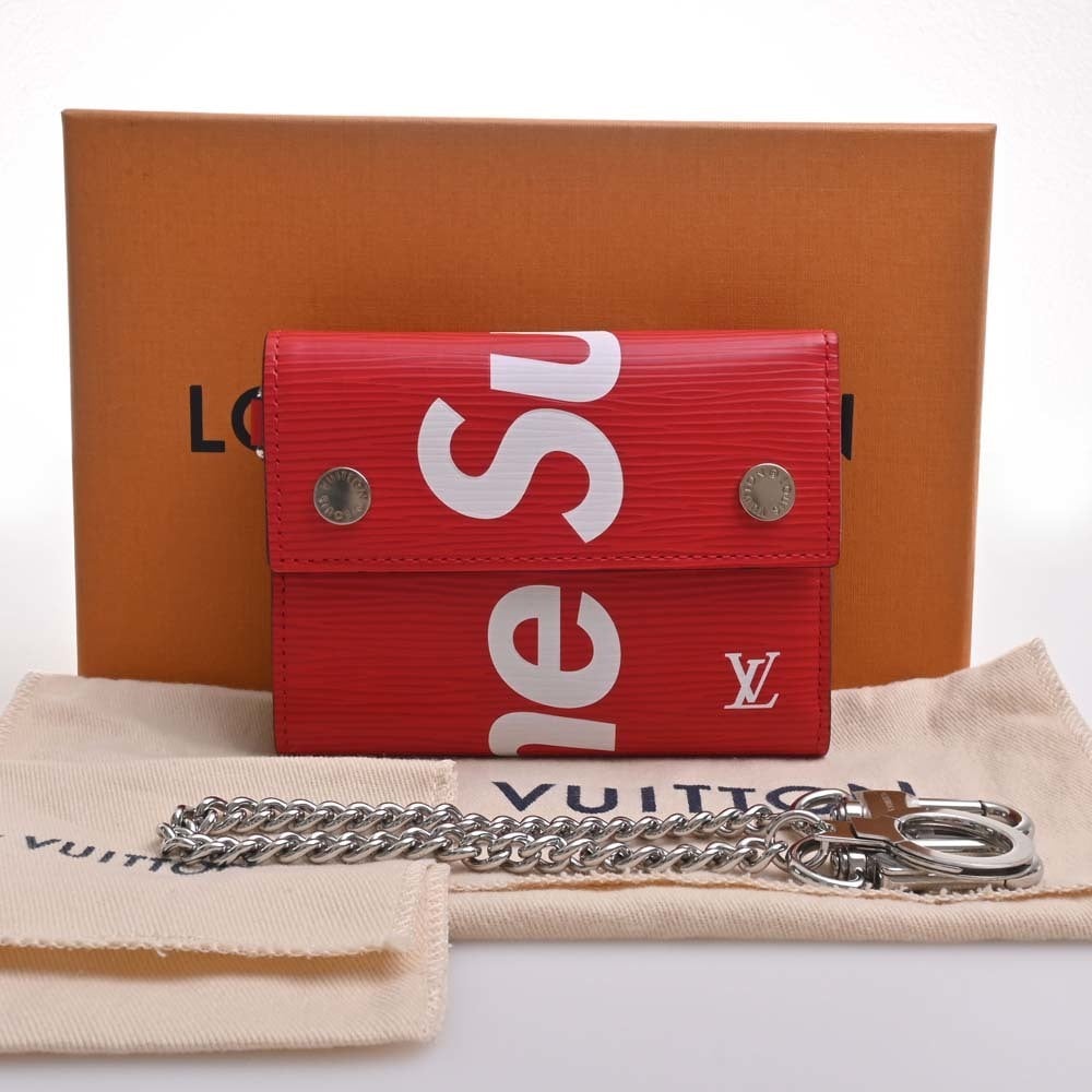 Louis Vuitton Chain Wallet (Supreme)(Red)