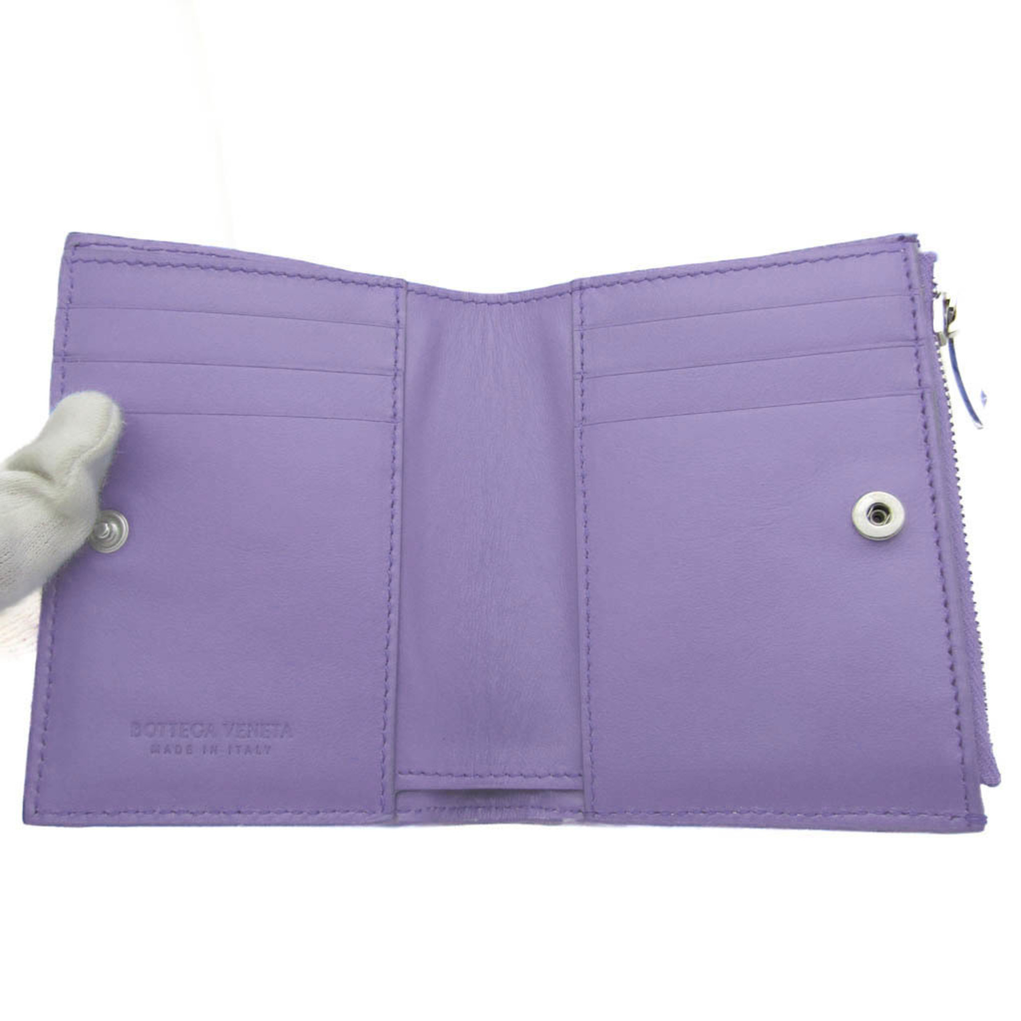 Bottega Veneta Intrecciato Zipper Wallet Women's Leather Wallet (bi-fold) Light Purple