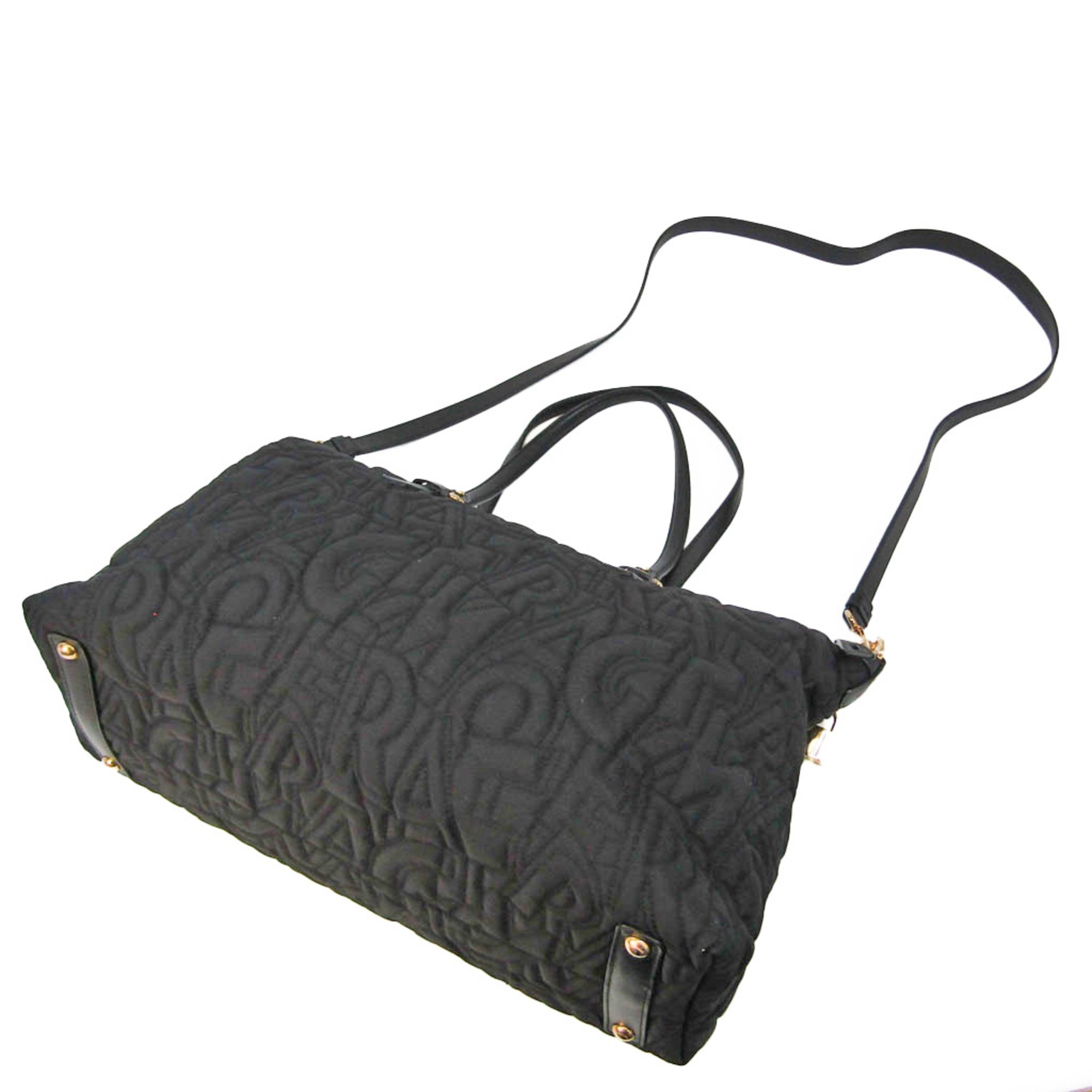 Salvatore Ferragamo FZ 21 G001 Women's Nylon,Leather Handbag,Shoulder Bag Black