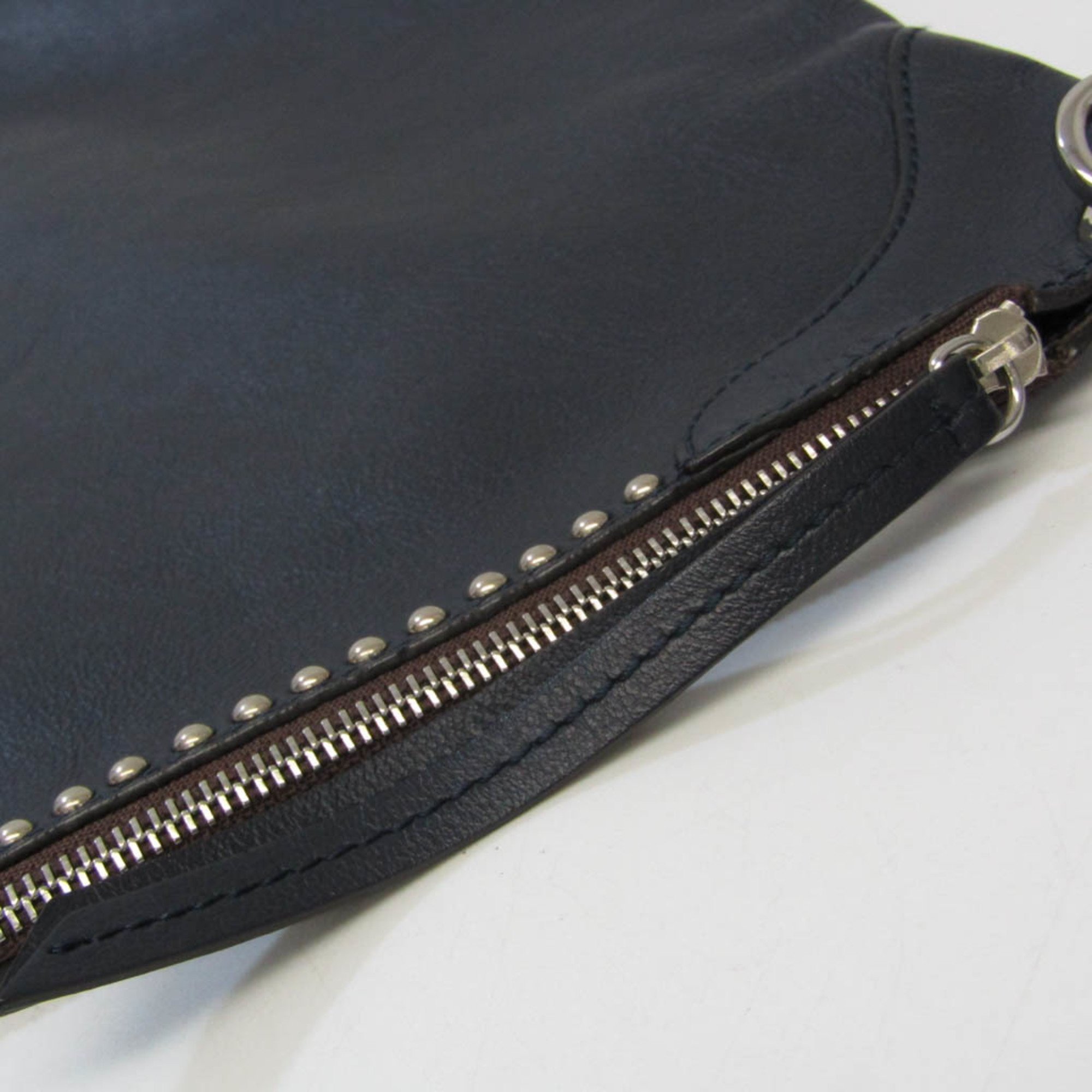 J&M Davidson ELLE With Studs Men,Women Leather Shoulder Bag Dark Navy