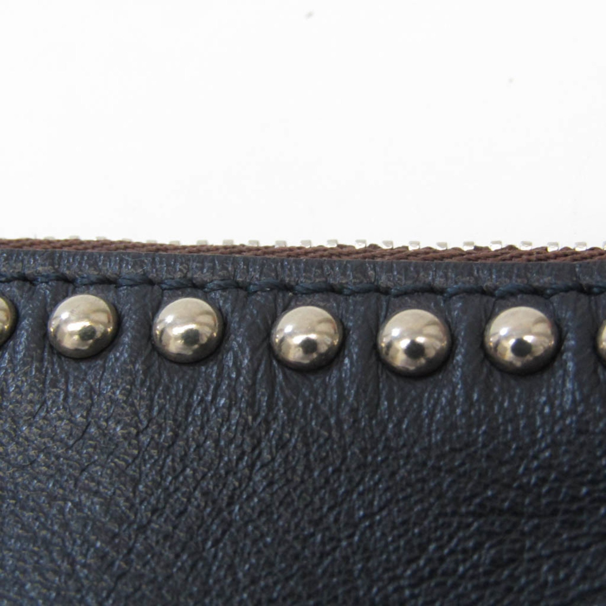 J&M Davidson ELLE With Studs Men,Women Leather Shoulder Bag Dark Navy