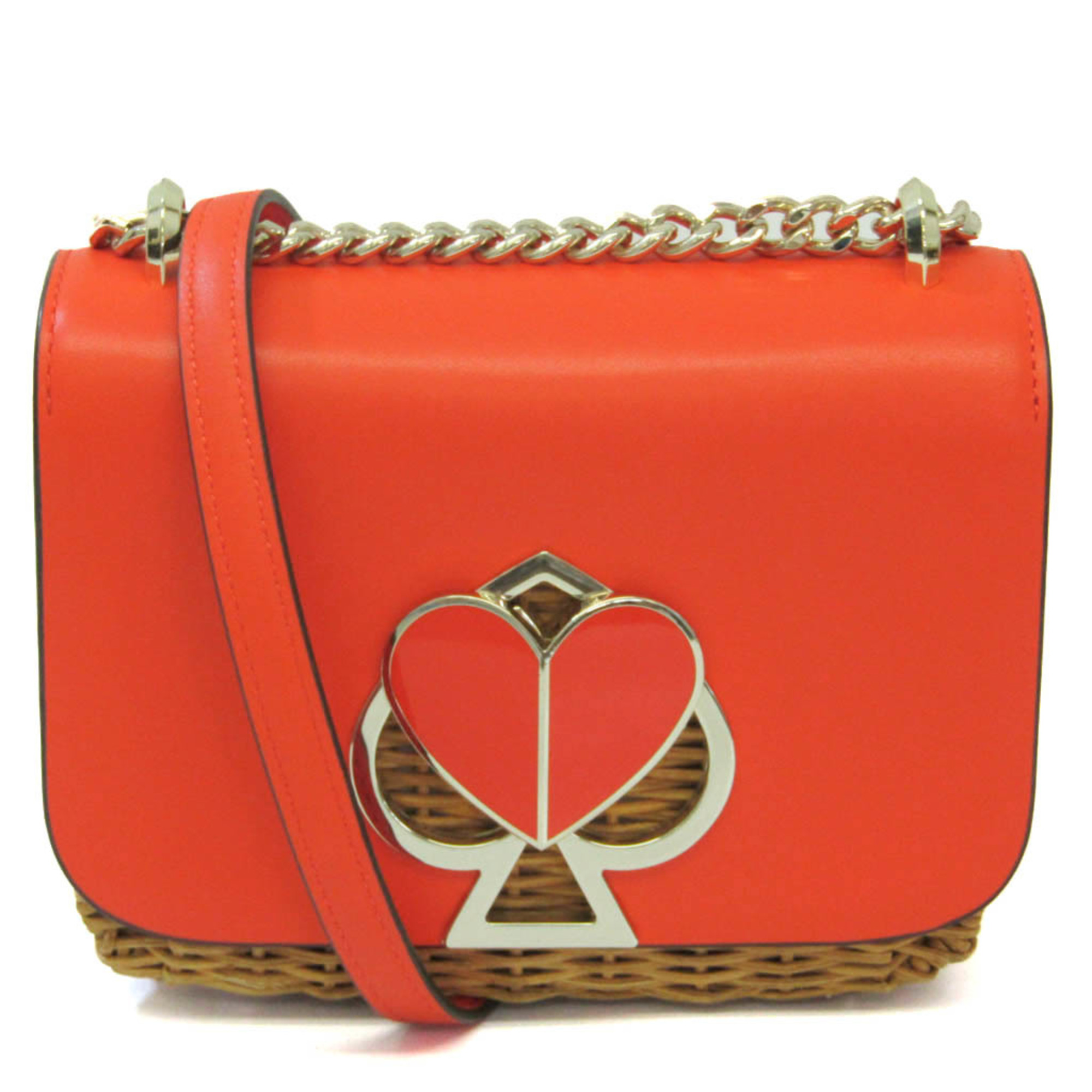 Kate Spade Nicola Twist Lock PXRUB187 Women's Leather,Wood Shoulder Bag Orange