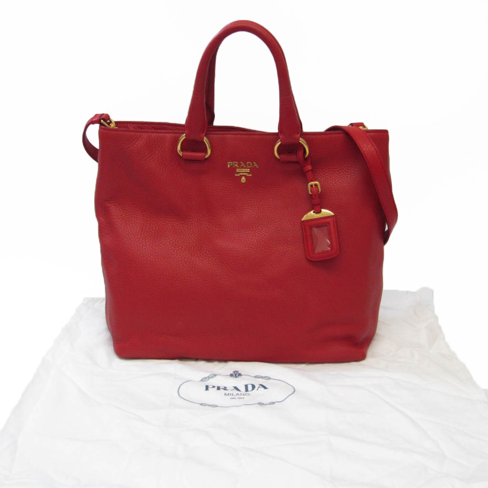 Prada Women's Leather Shoulder Bag,Tote Bag Red Color