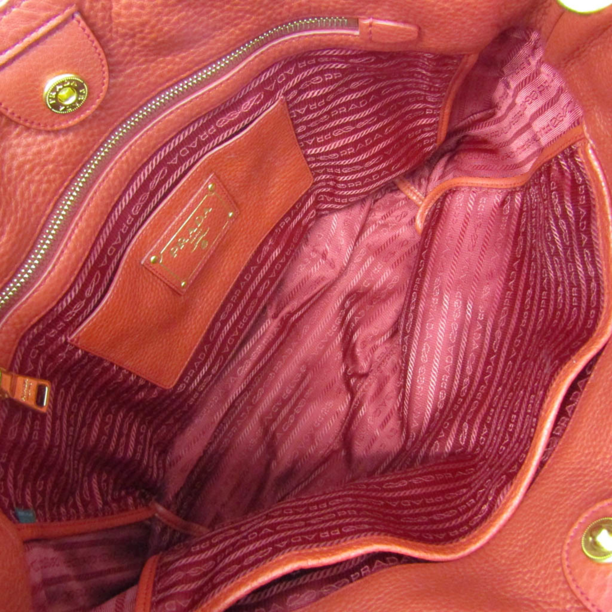 Prada Women's Leather Shoulder Bag,Tote Bag Red Color