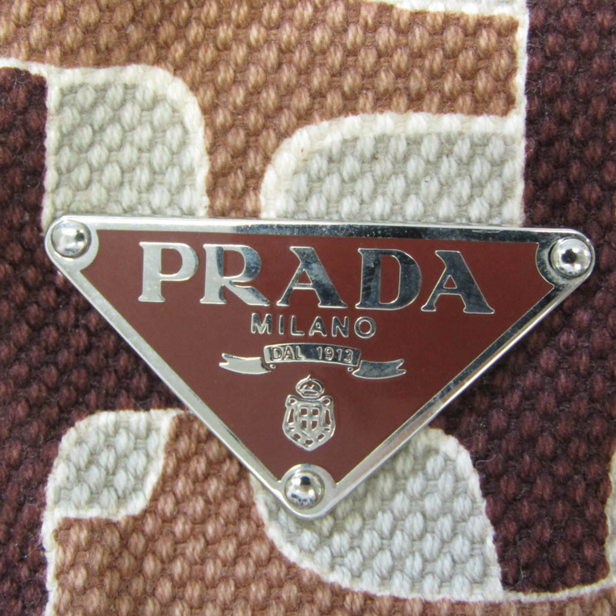 Prada Men's Canvas,Leather Shoulder Bag,Tote Bag Light Brown