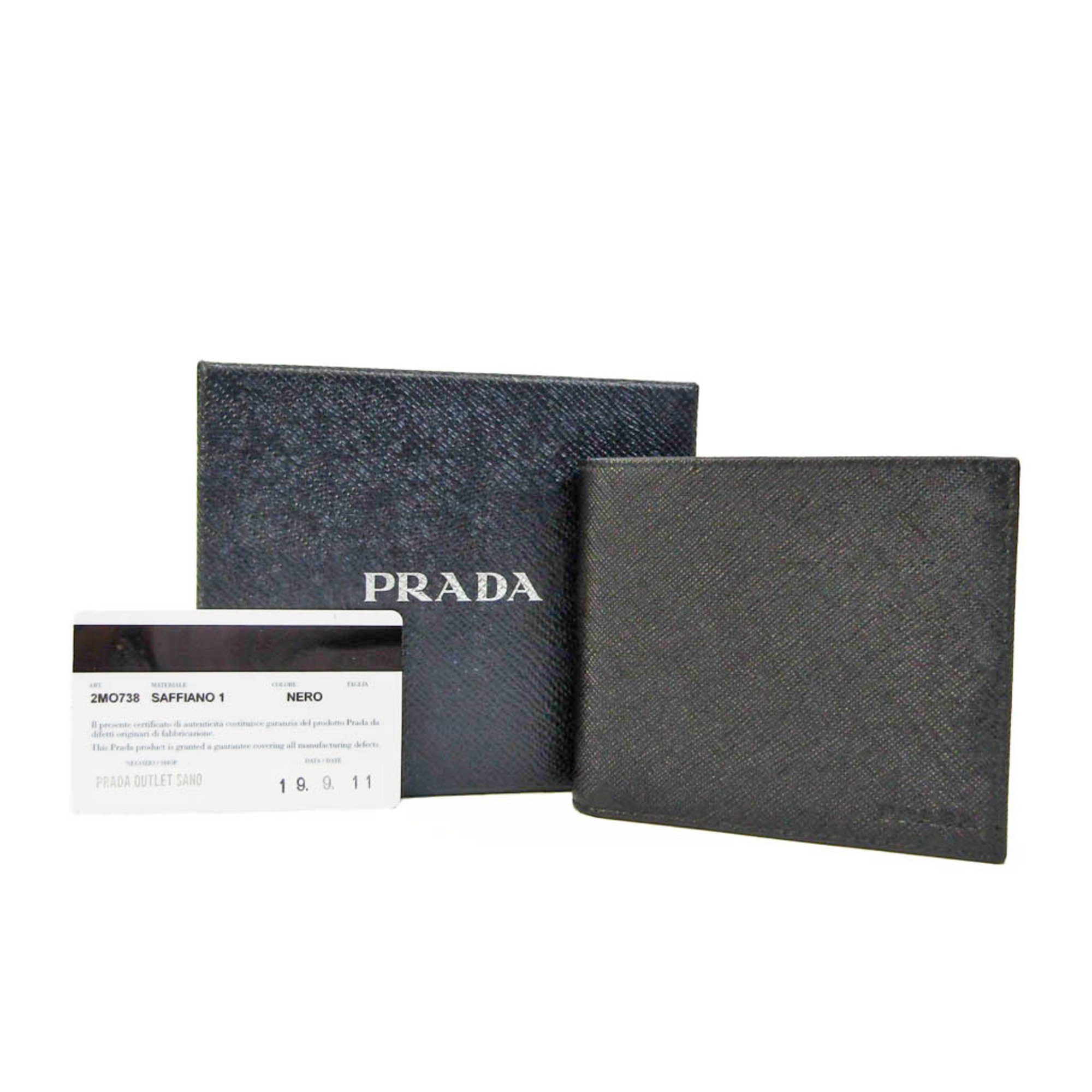 Prada Saffiano 2MO738 Men's Leather Wallet (bi-fold) Black