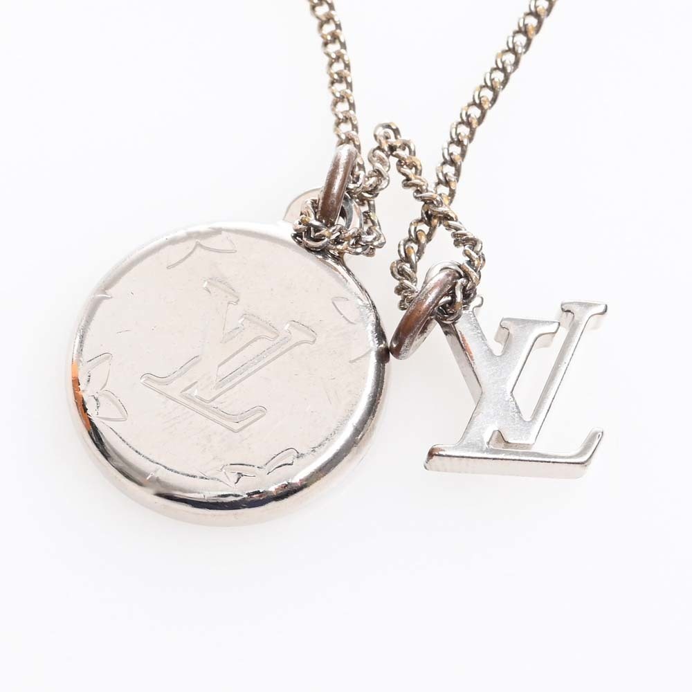 LOUIS VUITTON Monogram Ring Necklace M62485 Silver Women's