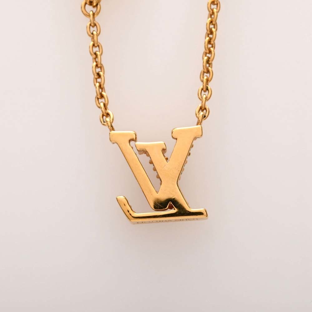 LOUIS VUITTON Rhinestone Collier LV Iconic Necklace M00596 Gold