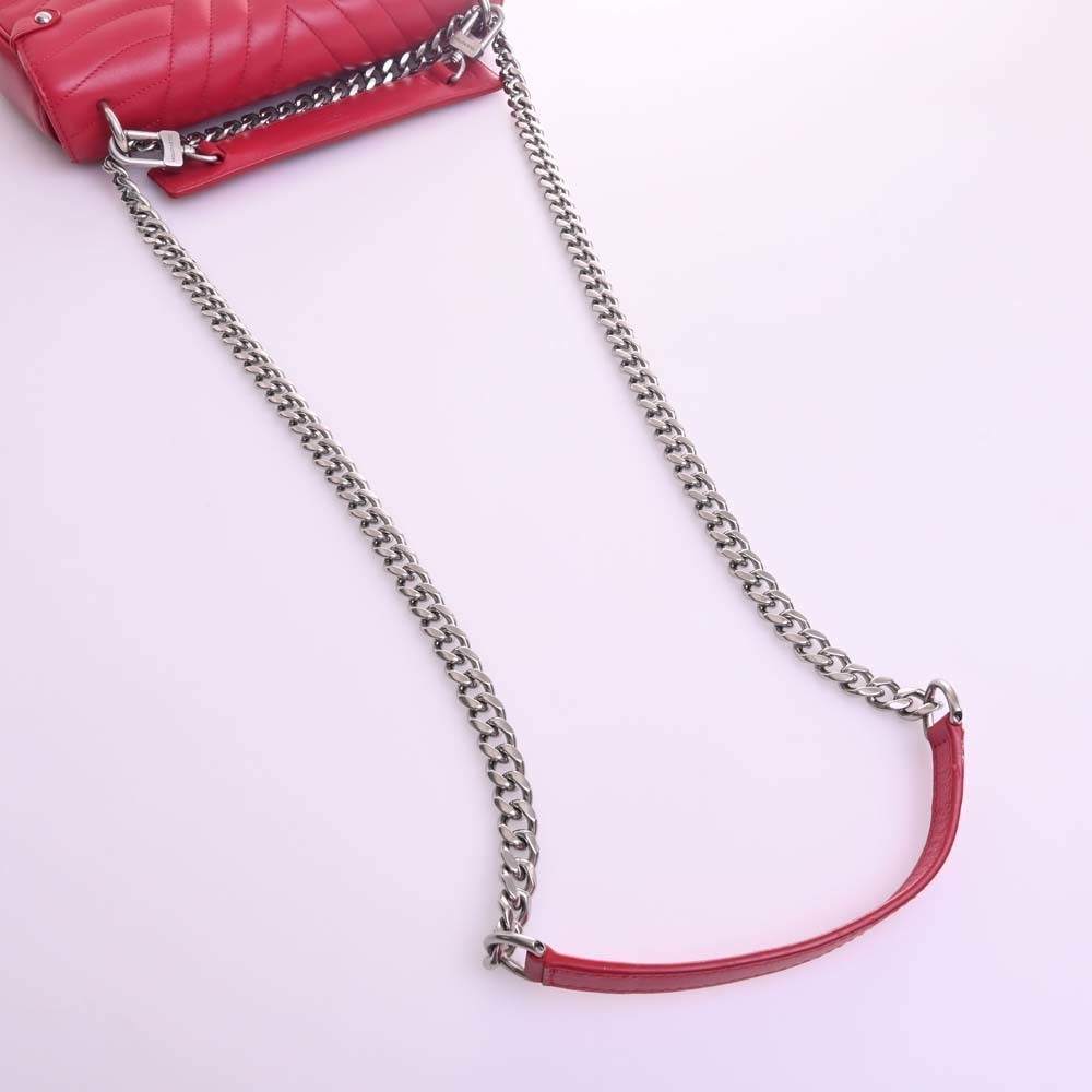 LOUIS VUITTON Leather New Wave Chain Bag MM Handbag M51943 Red Ladies