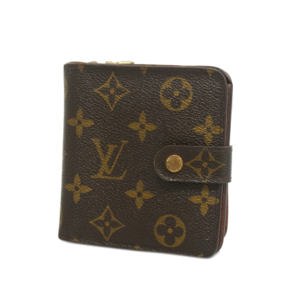 Authentic Louis Vuitton Monogram Compact Zip Bifold Wallet Coin Purse M61667
